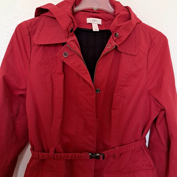 NEW ANN TAYLOR LOFT WOMEN'S TRENCH COAT SIZE LARGE RED - Picture 3 of 8